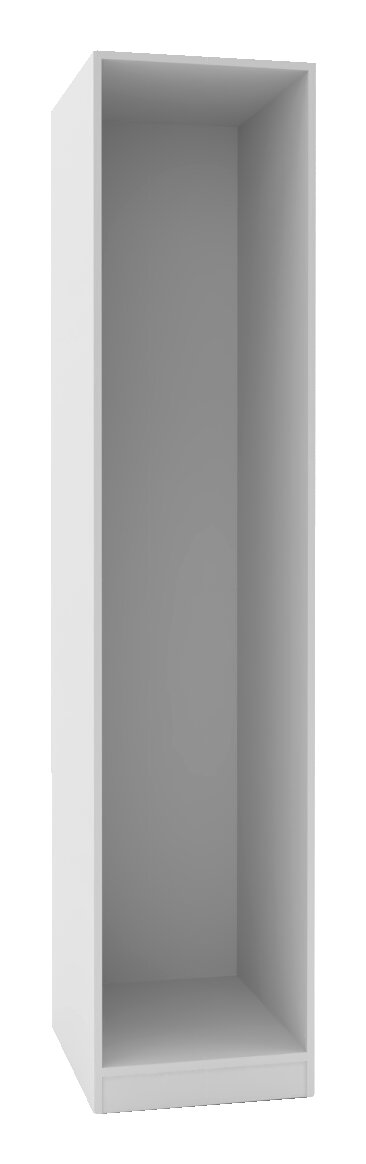 Weißer Kleiderschrank Korpus, frontal betrachtet, ohne Türen oder Einlegeböden, ideal für individuelle Gestaltung.