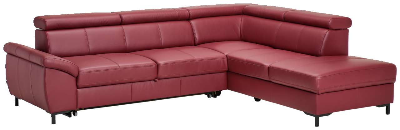 Rote Eckgarnitur Zurbrüggen Ecksofa LENO 2.0, seitliche Perspektive