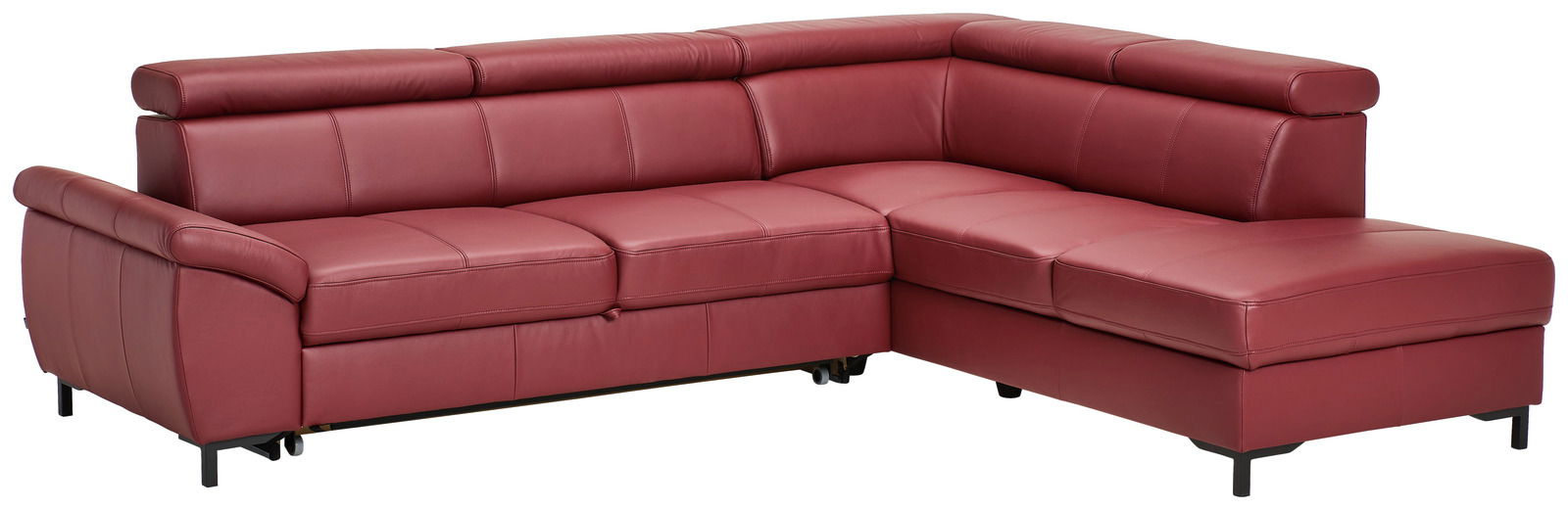 Rote Eckgarnitur Zurbrüggen Ecksofa LENO 2.0, seitliche Perspektive