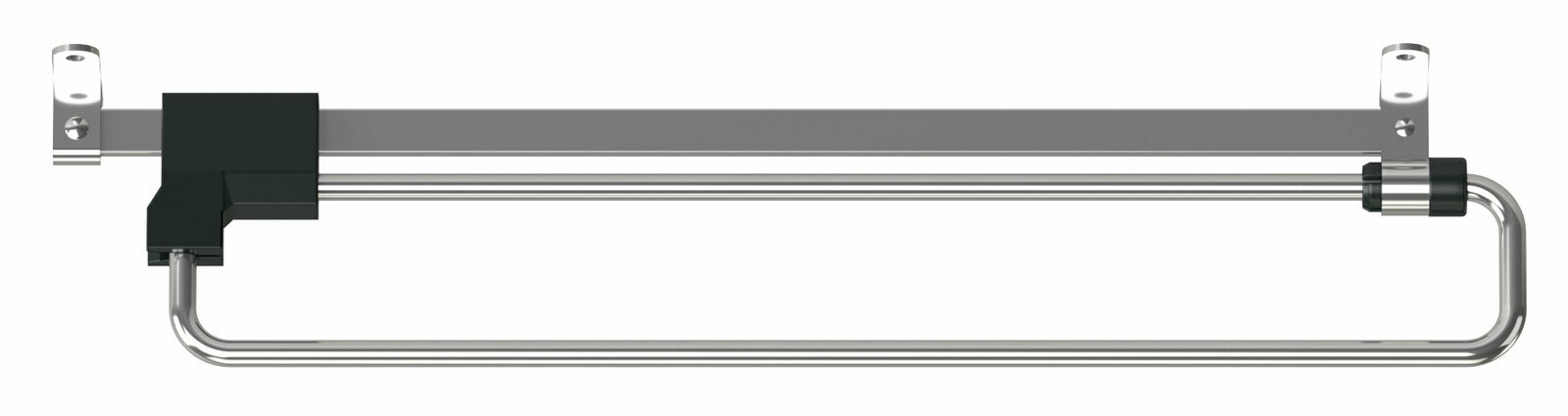 Jutzler Ausziehbare Kleiderstange JUTZLER Ausziehbare Kleiderstange in seitlicher Ansicht, montiert an einer Wandhalterung, mit einem modernen, schlanken Design aus Metall.