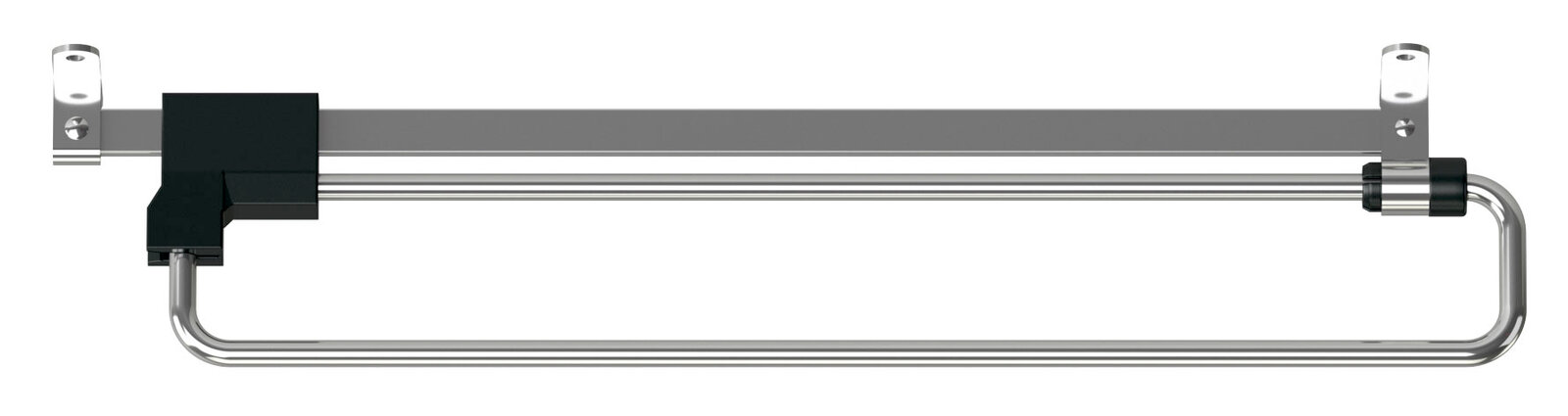 Jutzler Ausziehbare Kleiderstange JUTZLER Ausziehbare Kleiderstange in seitlicher Ansicht, montiert an einer Wandhalterung, mit einem modernen, schlanken Design aus Metall.