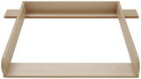 Wickelaufsatz aus Holz in Draufsicht, rechteckige Form mit erhöhten Seitenrändern.