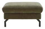 Grüner XL-Hocker mit Stoffbezug und schwarzen Metallbeinen, Frontalansicht