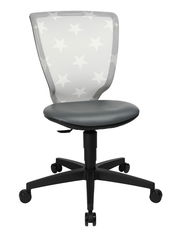 Moderner Drehstuhl mit sternförmigem Muster auf der Rückenlehne, Vorderansicht