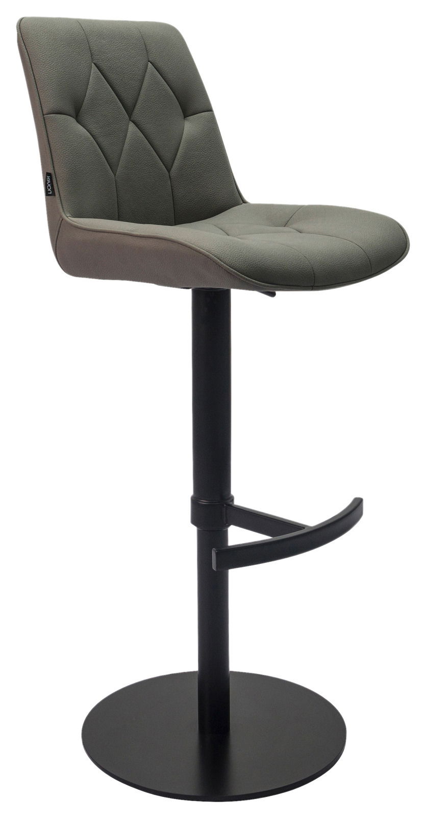 Novel Barhocker HENRY Moderner Barhocker mit gepolsterter Sitzfläche in Grau und schwarzem Metallgestell, seitliche Perspektive