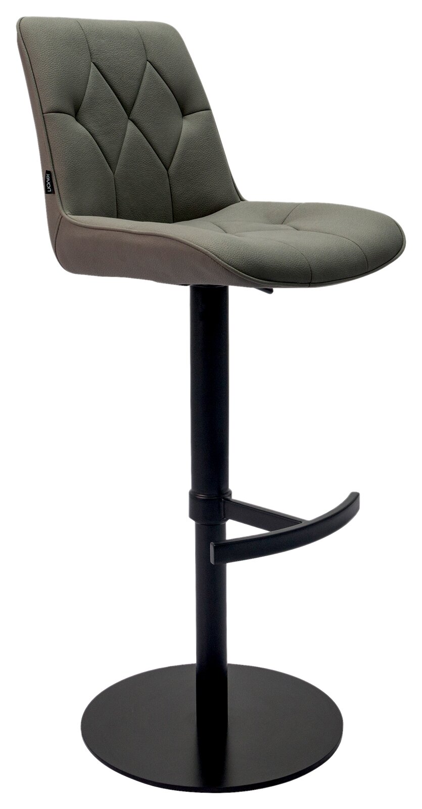 Novel Barhocker HENRY Moderner Barhocker mit gepolsterter Sitzfläche in Grau und schwarzem Metallgestell, seitliche Perspektive