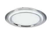 Ronde led-plafondlamp met zilveren rand, gezien van onderaf