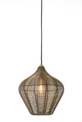 Hängeleuchte ALVAR aus Metallgeflecht, tropfenförmig, mit sichtbarem Leuchtmittel, seitliche Perspektive