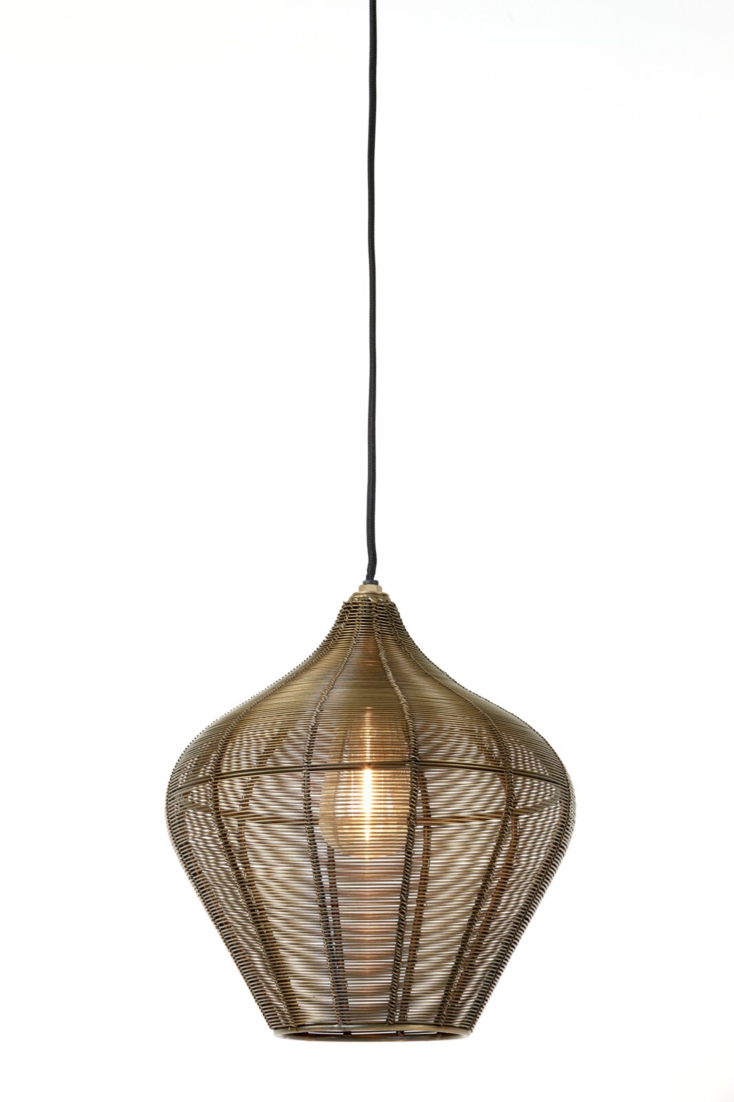 ALVAR-hanglamp van metaalgaas, druppelvormig, met zichtbare lamp, zijaanzicht