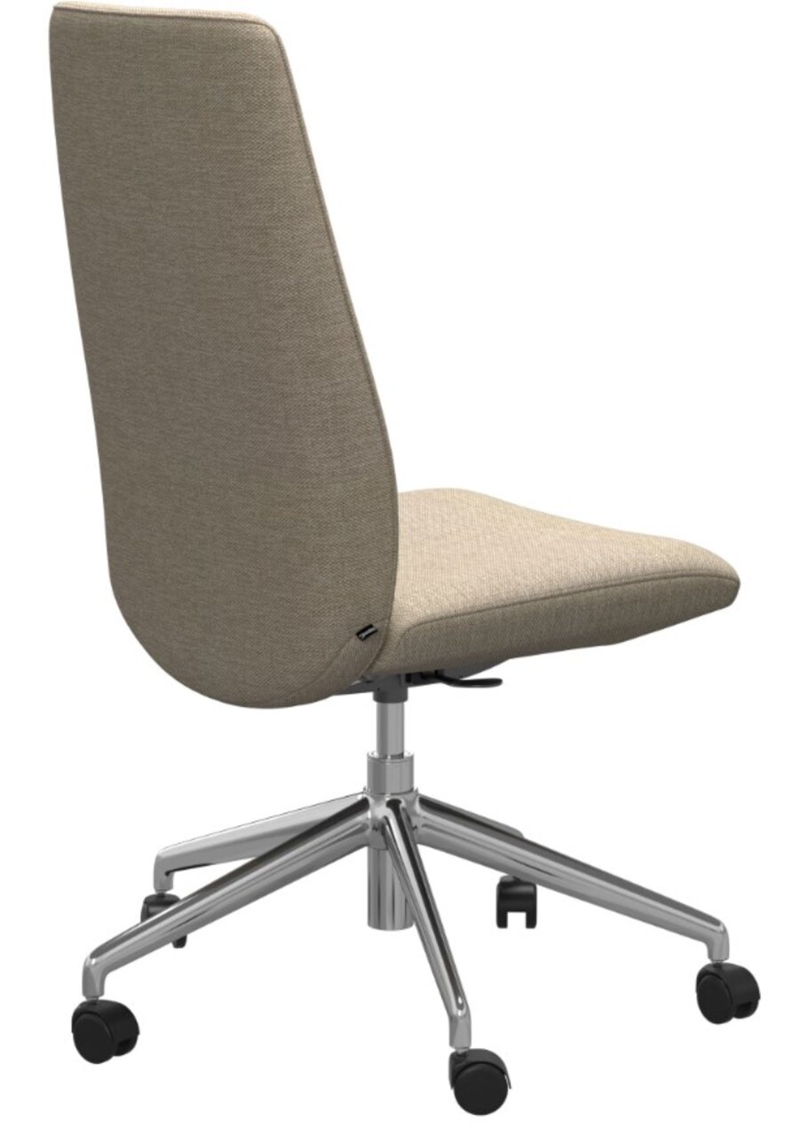Moderne thuiskantoorstoel met stoffen bekleding in beige, zijaanzicht