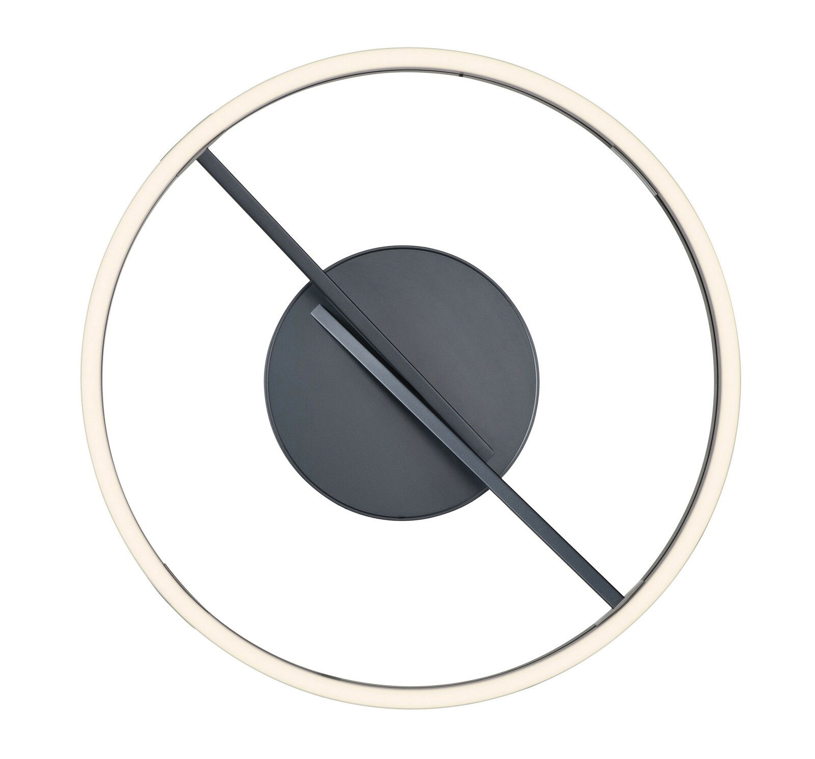 Moderne Deckenleuchte PURE Loop von Paul Neuhaus in Draufsicht, mit kreisförmigem Design und zentralem schwarzen Element.