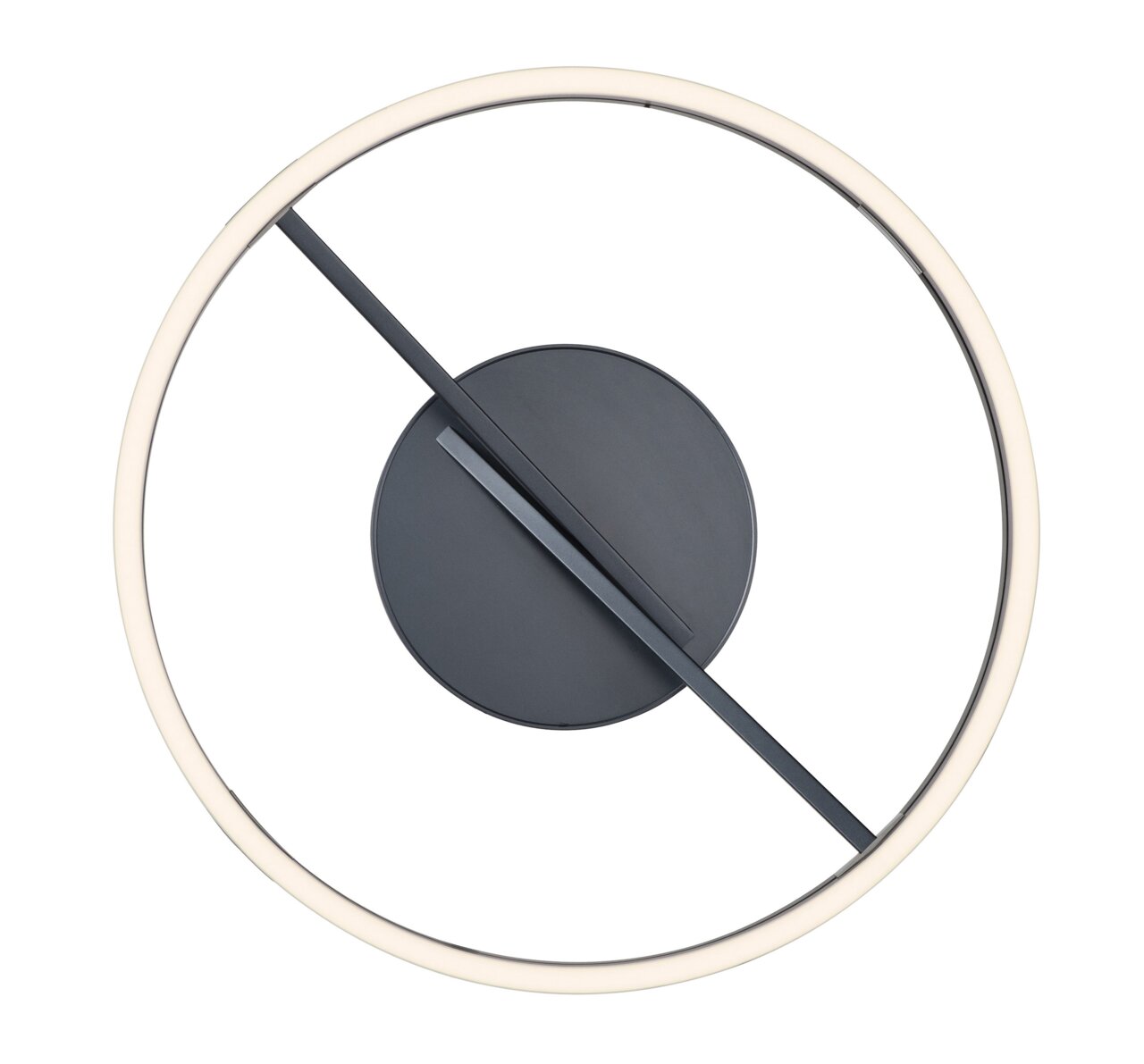 Moderne Deckenleuchte PURE Loop von Paul Neuhaus in Draufsicht, mit kreisförmigem Design und zentralem schwarzen Element.