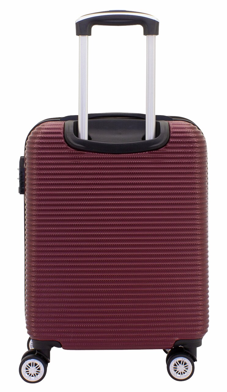 Burgunderfarbener Trolley mit ausziehbarem Griff und vier Rollen, Vorderansicht