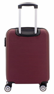 Burgunderfarbener Trolley mit ausziehbarem Griff und vier Rollen, Vorderansicht