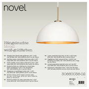 Hängeleuchte aus Metall in Weiß-Gold, seitliche Perspektive