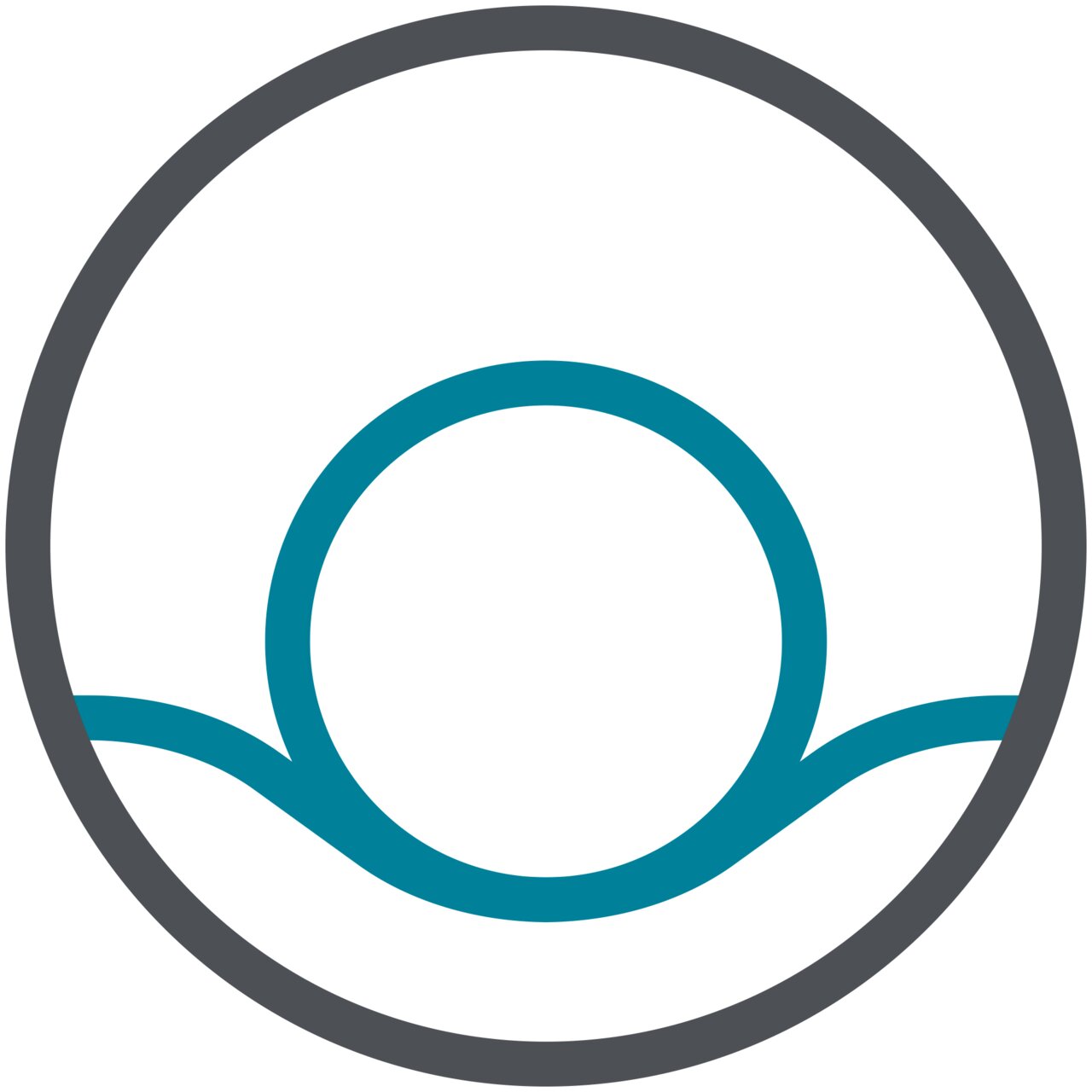 Symbolisches Logo in blauer Farbe, das eine stilisierte Person in einer liegenden Position darstellt, aus der Vogelperspektive betrachtet.