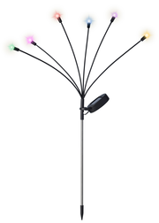 Solar Stabbeleuchtung mit sechs bunten LED-Lichtern, seitliche Perspektive
