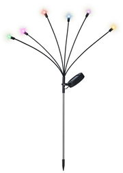 Solar Stabbeleuchtung mit sechs bunten LED-Lichtern, seitliche Perspektive