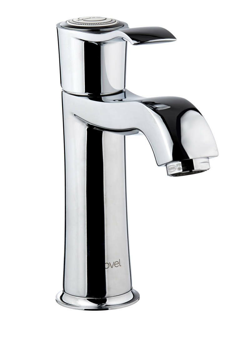 Einhand-Waschtischmischer in glänzendem Chrom, seitliche Perspektive