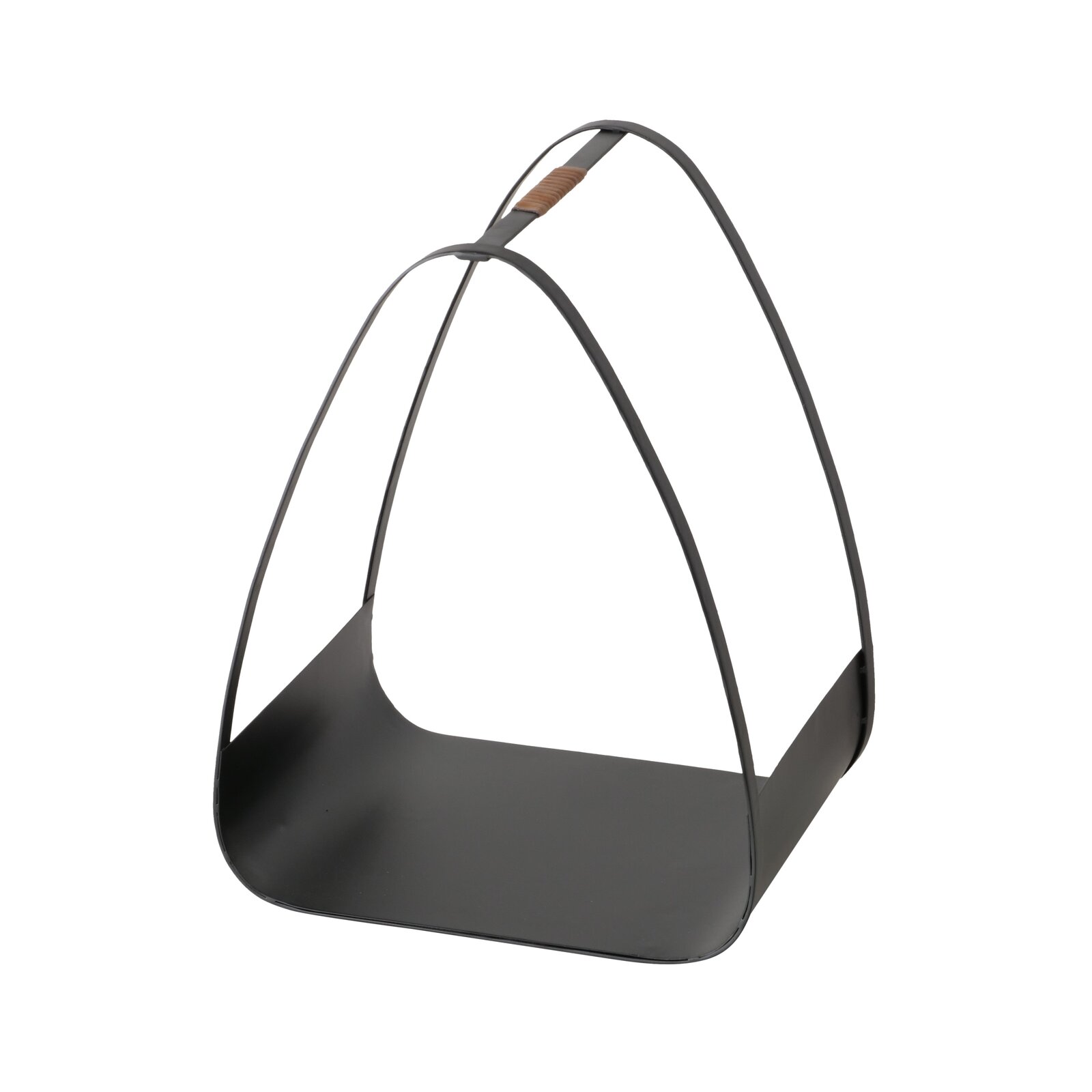 Modernes Kaminholzregal Timo aus schwarzem Metall, Höhe 50 cm, seitliche Perspektive