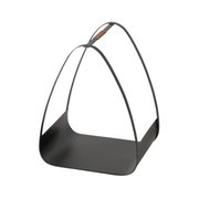 Modern houtrek Timo van zwart metaal, hoogte 50 cm, zijaanzicht