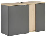 Moderner Waschbeckenunterschrank 80 cm in Holzoptik und Grau, Frontalansicht