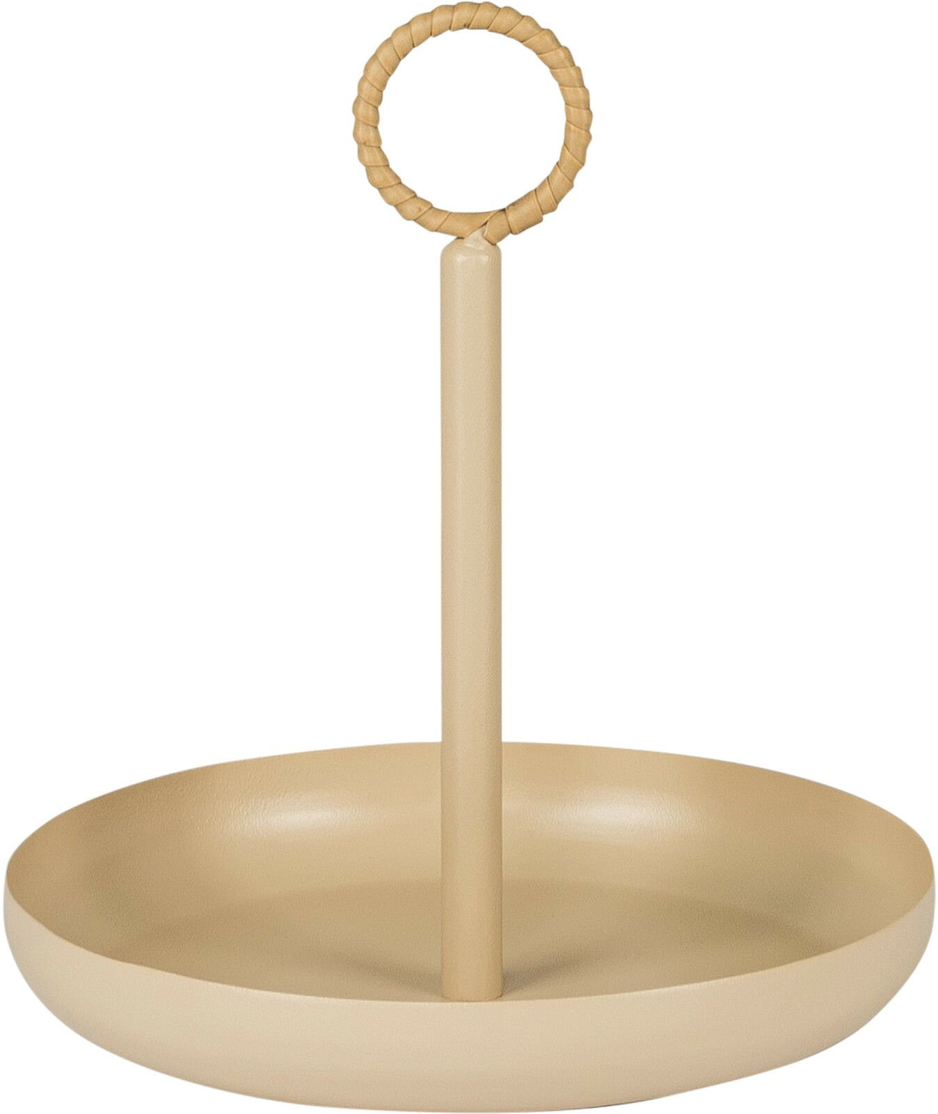 Metall Tablett TRUDI mit Griff, beige, seitliche Perspektive