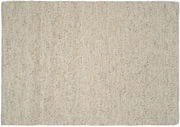 Handgewebter Teppich in neutralen Beige- und Grautönen, Draufsicht