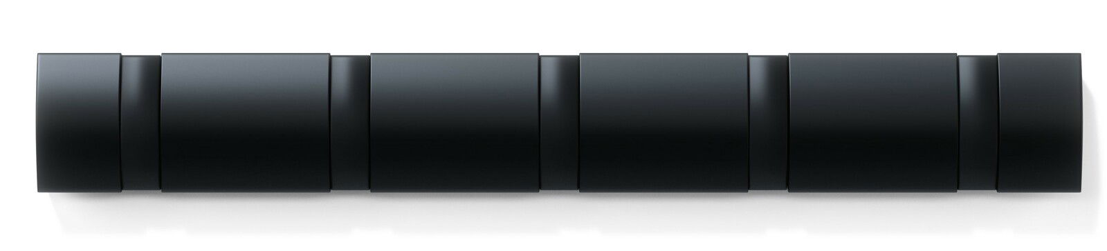 Schwarze Wandgarderobe Umbra FLIP mit mehreren Haken, Ansicht von vorne.