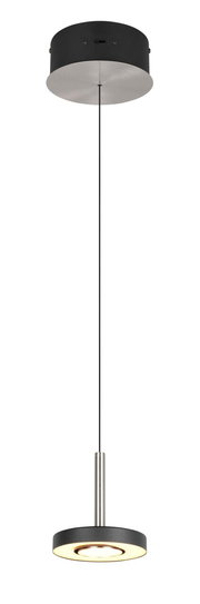 Moderne Pendelleuchte in schwarzem und silbernem Design, seitliche Perspektive