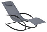 Graue Schaukelliege mit ergonomischem Design, seitliche Perspektive