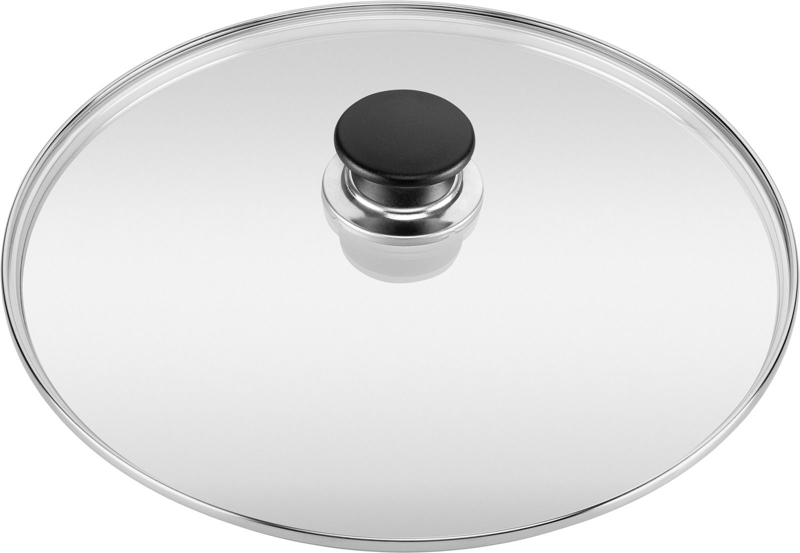 Glasdeckel mit schwarzem Knauf, Draufsicht
