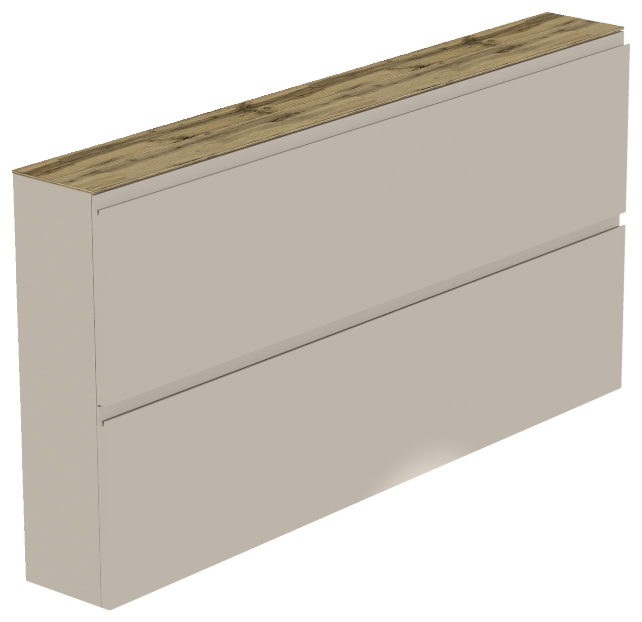 XL-Hängeschuhschrank 2K-T22 in seitlicher Perspektive, mit zwei Klappen und einer Holzoberfläche.