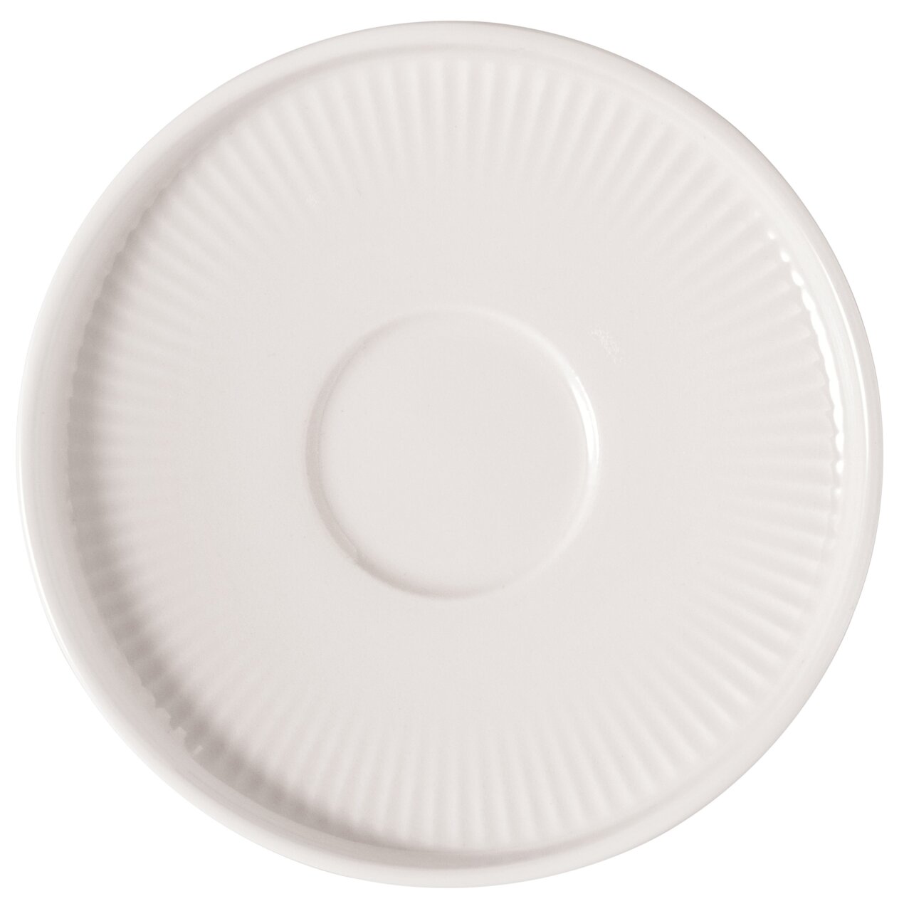 Villeroy & Boch Espressountertasse AFINA Espressountertasse 11,6 cm aus der Vogelperspektive, schlichtes Design mit feinen Rillen am Rand.