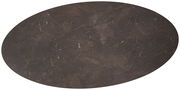 Ovale Tischplatte aus dunklem Marmor mit feiner Maserung, Draufsicht