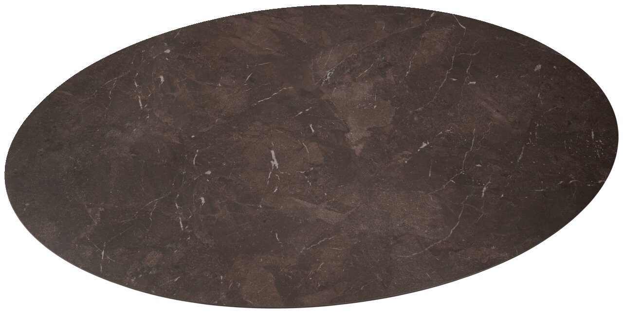 Novel Couchtisch BARI Ovale Tischplatte aus dunklem Marmor mit feiner Maserung, Draufsicht