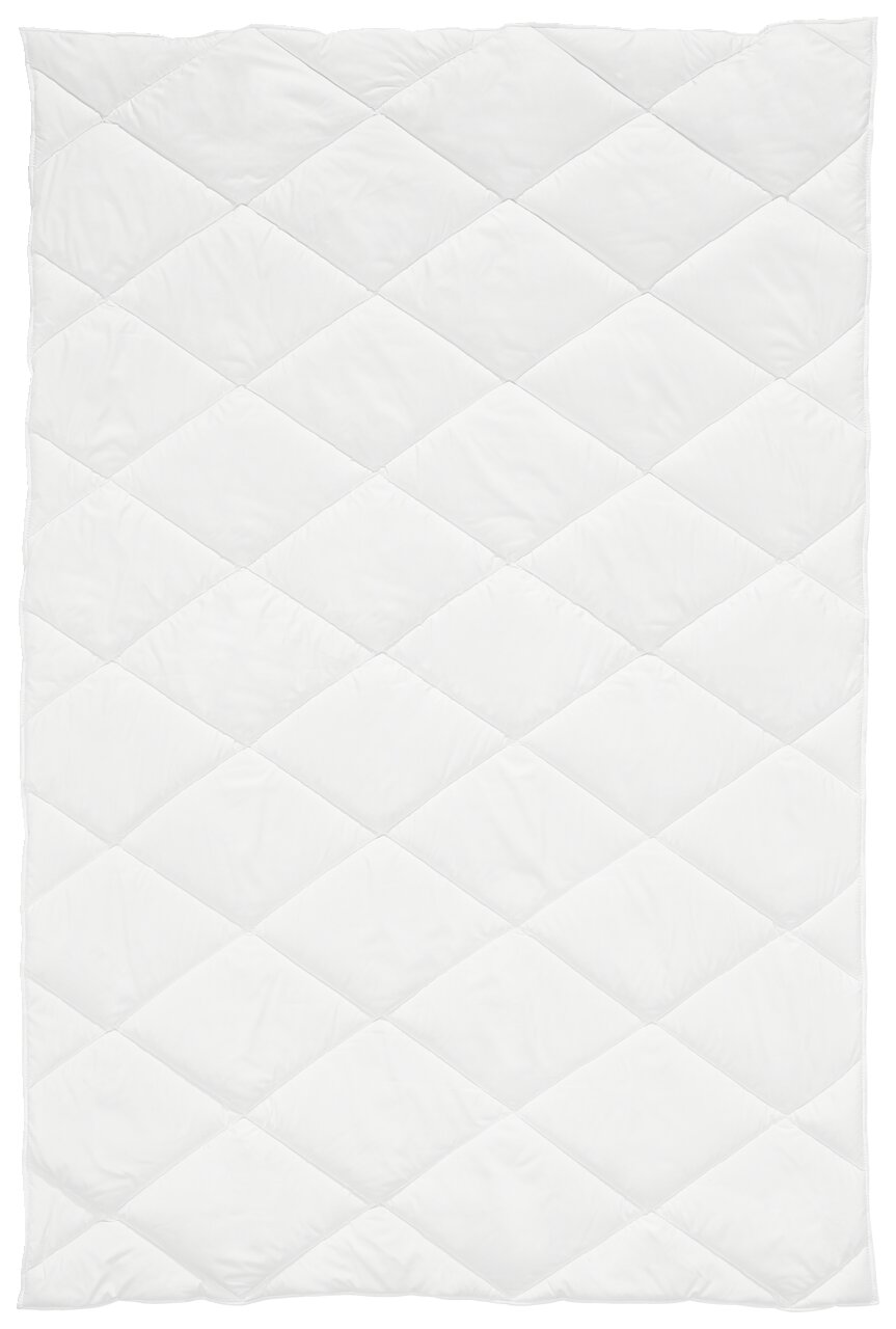 Ganzjahresbettdecke 155x220 cm in Draufsicht, weiße Steppdecke mit Rautenmuster