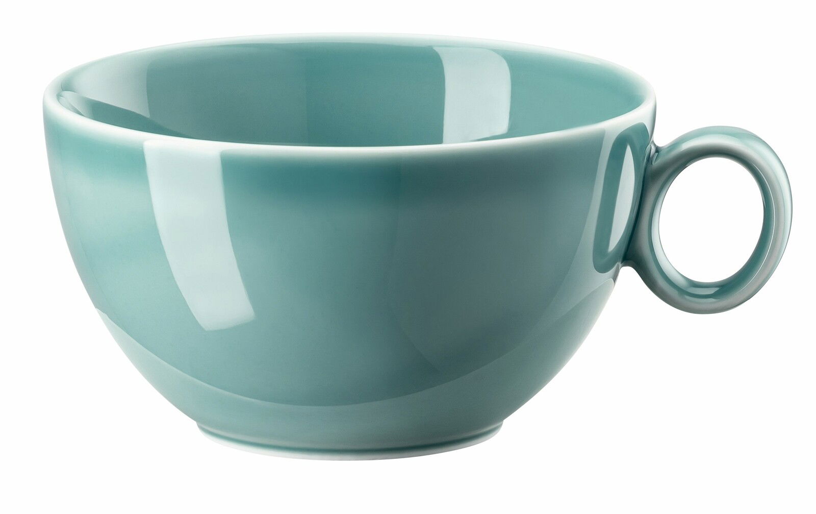 Thomas Kaffeetasse LOFT COLOUR Türkise Kombi-Obertasse aus Keramik, seitliche Perspektive