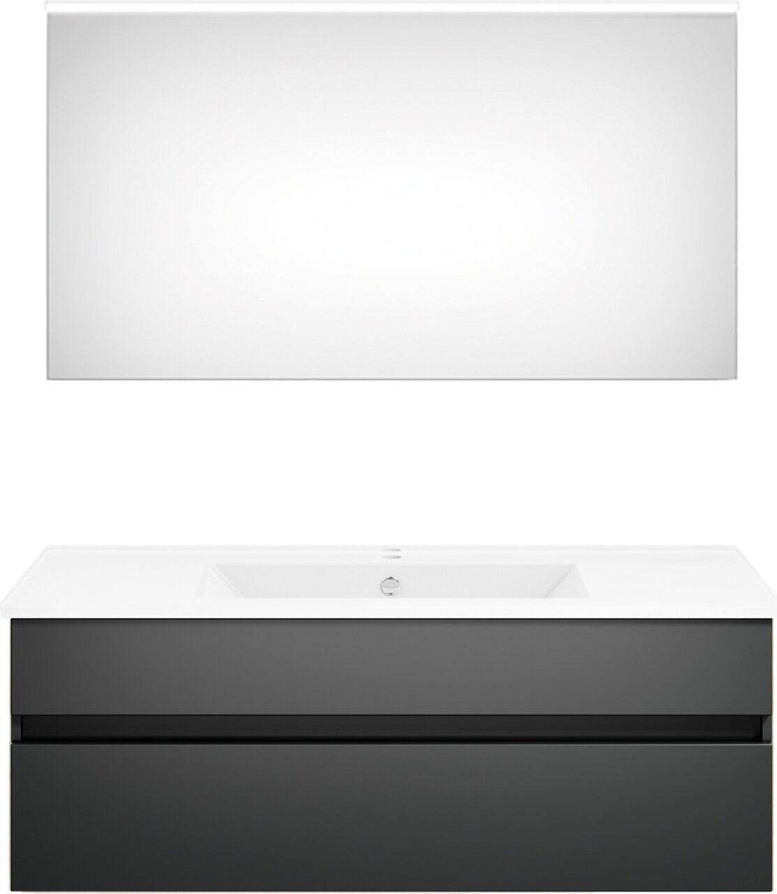 Puris Badkombination GET2YOU 21 Moderne Badkombination mit großem Spiegel und grauem Waschtisch, Frontalansicht