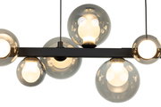 Moderne LED-Hängeleuchte mit mehreren kugelförmigen Glaskörpern, seitliche Perspektive