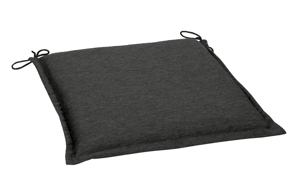 Graues Sitzkissen mit Schleifen zur Befestigung, Ansicht von oben