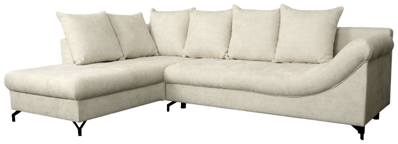 Beige Ecksofa mit Ottomane links, Vorderansicht