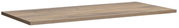 Holzfarbene Tischplatte der E-Serie E-START, perspektivisch von schräg oben fotografiert.