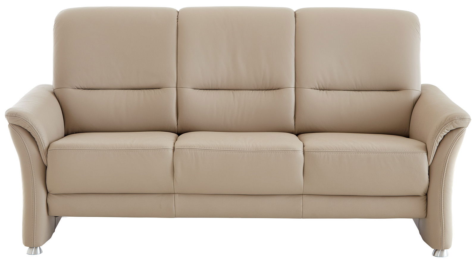 Beiges 3-Sitzer-Sofa aus Leder, Frontalansicht