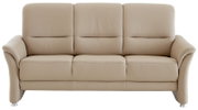 Beige leren driezitsbank, vooraanzicht
