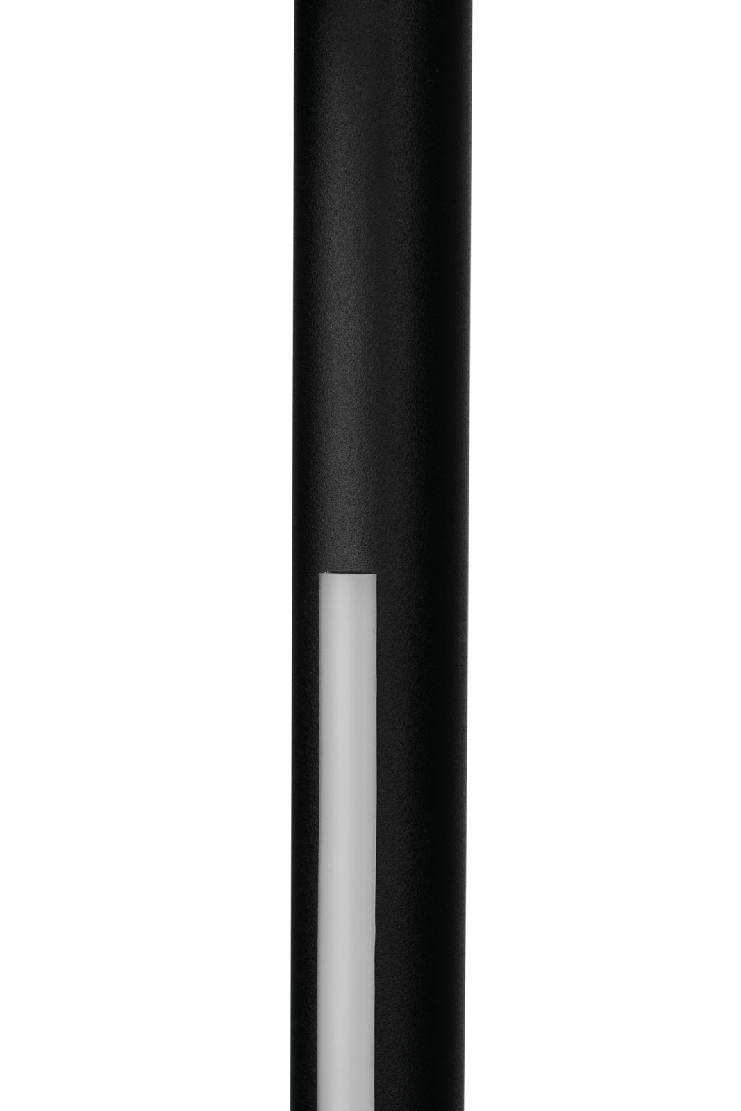 Nahaufnahme einer schwarzen LED-Stehleuchte mit modernem Design.