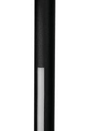 Nahaufnahme einer schwarzen LED-Stehleuchte mit modernem Design.