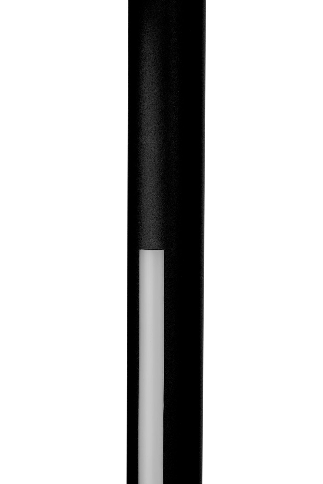 Nahaufnahme einer schwarzen LED-Stehleuchte mit modernem Design.