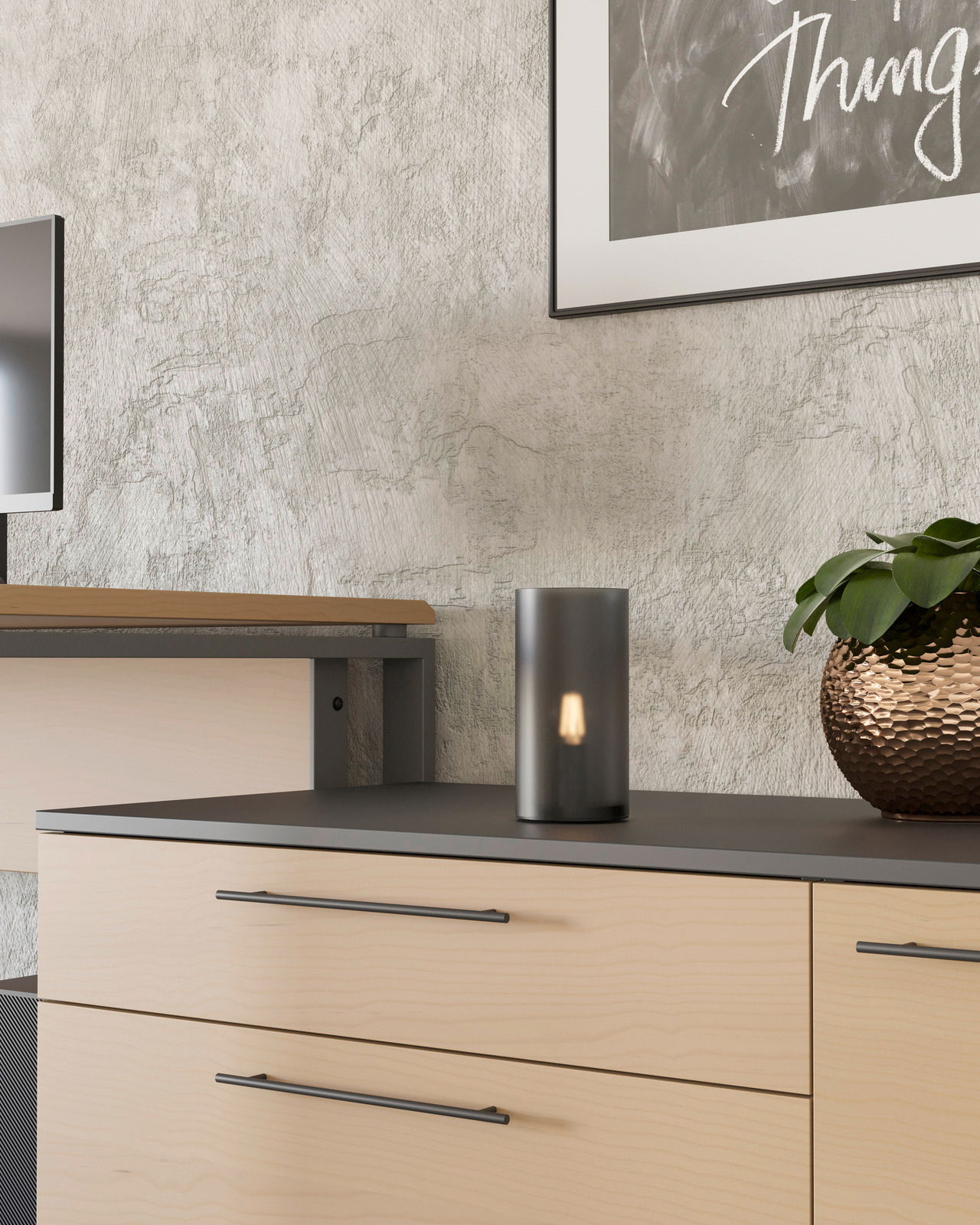 Eglo Leuchten Tischleuchte GEO Moderne Tischleuchte auf einer Kommode, seitliche Perspektive