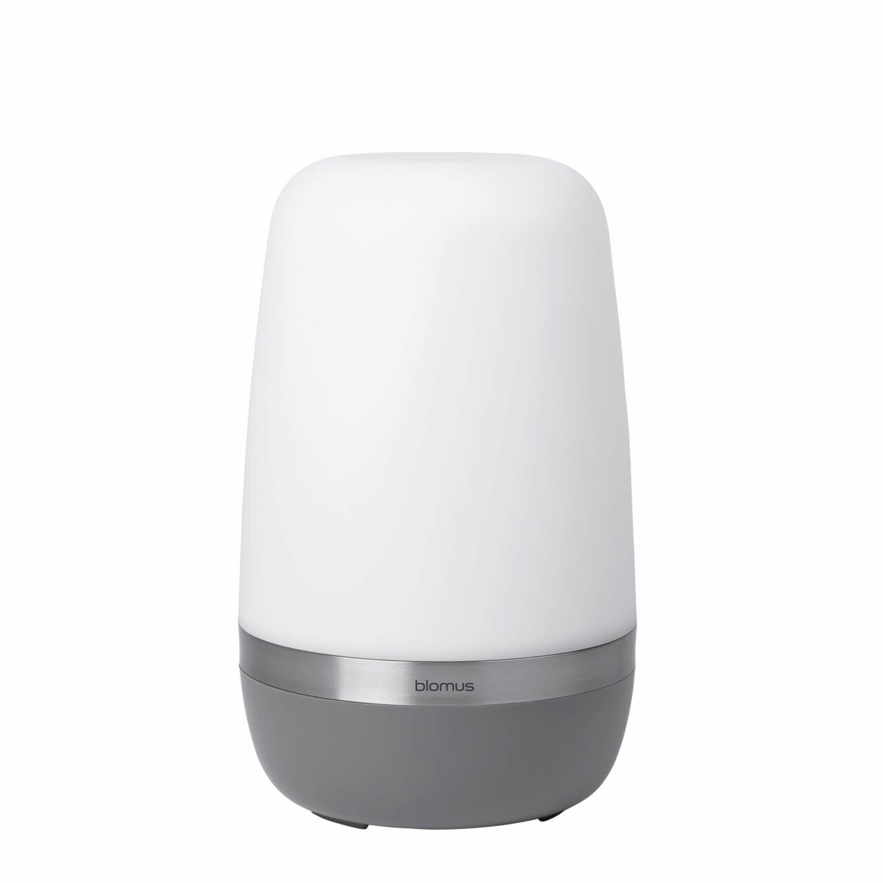 LED Outdoor Leuchte -SPIRIT- W, zylindrische Form, weiße obere Hälfte, graue untere Basis, Frontalansicht